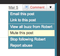Google Buzz mute this post