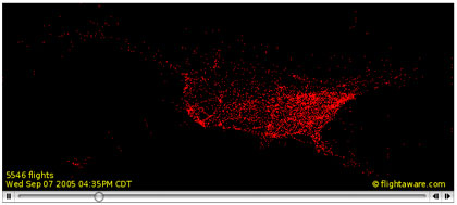 Animated map of all flights in the US