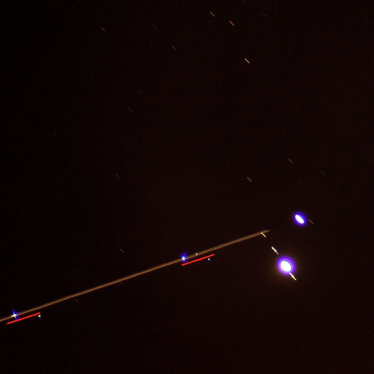 Another shot of the Great Conjunction from last night — a plane decided to show up :)