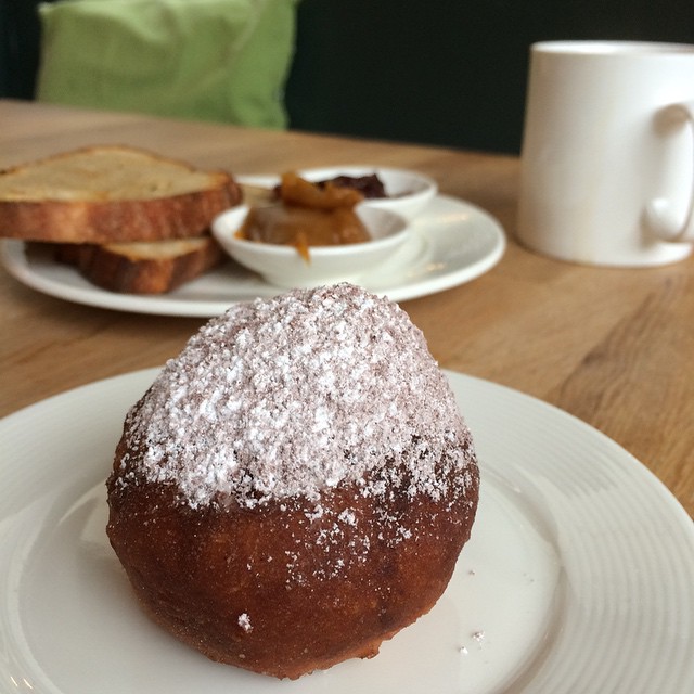 Breakfast of champions - fresh made chocolate beignet