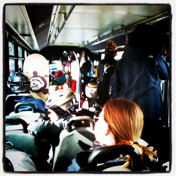 Heading for beginning ski lesson