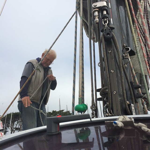 John replacing the vang sheet on Bo+ - Big Boat Series day 3
