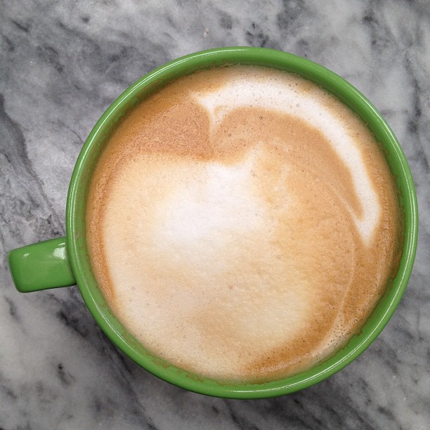 Lime green mug latte