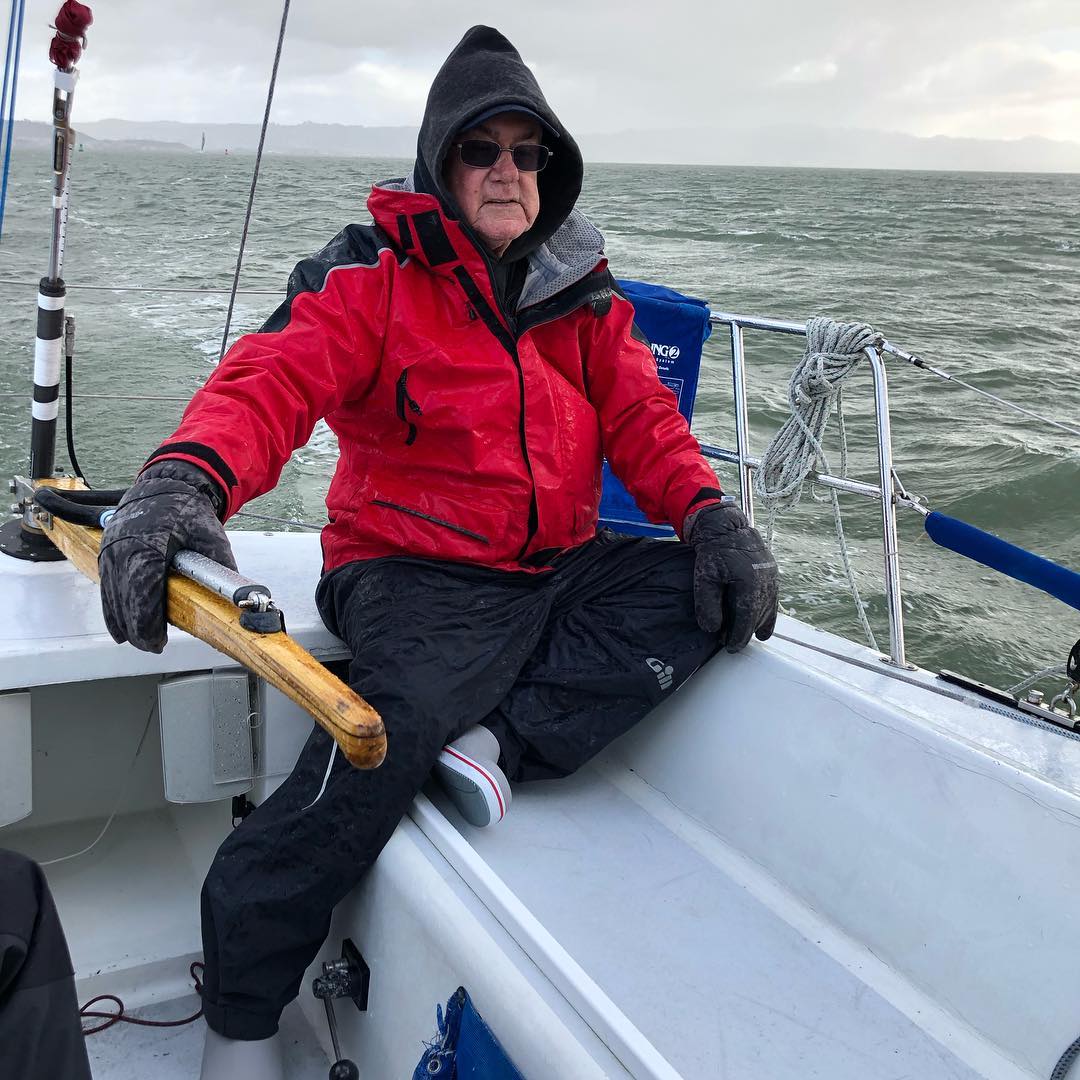Our fearless skipper Bob with his winter gloves on :)