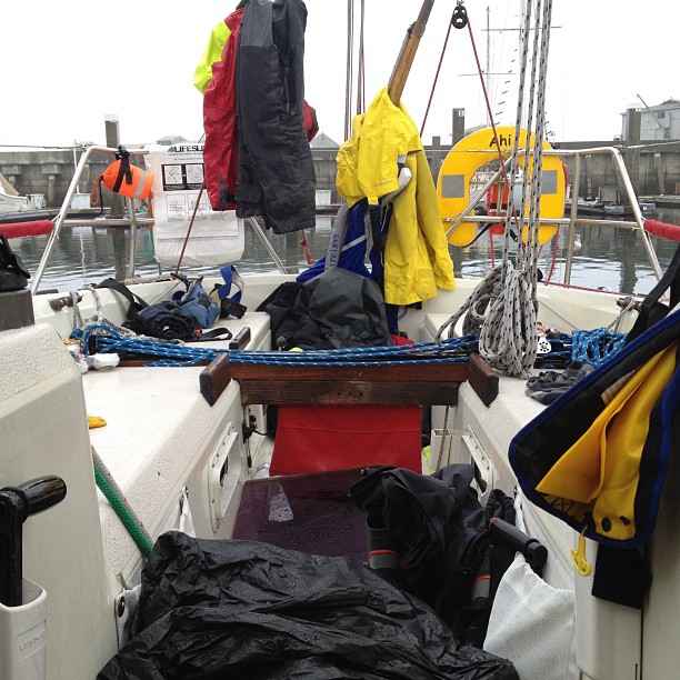 Raining in Monterey - finished Spinnaker Cup at 3:30am yay