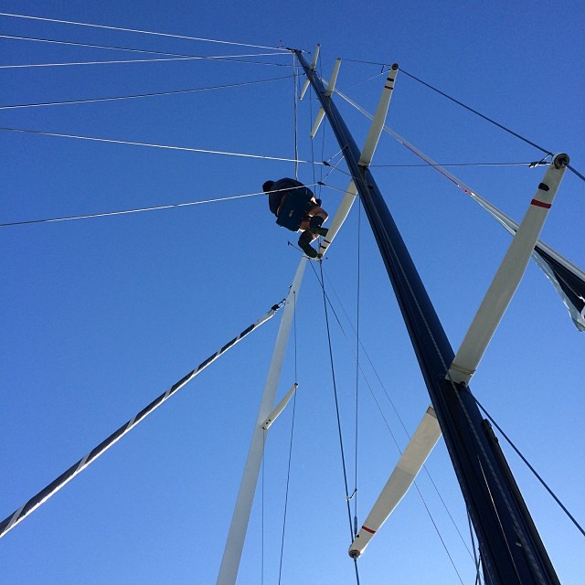 Sending Glen up the mast of Bo+