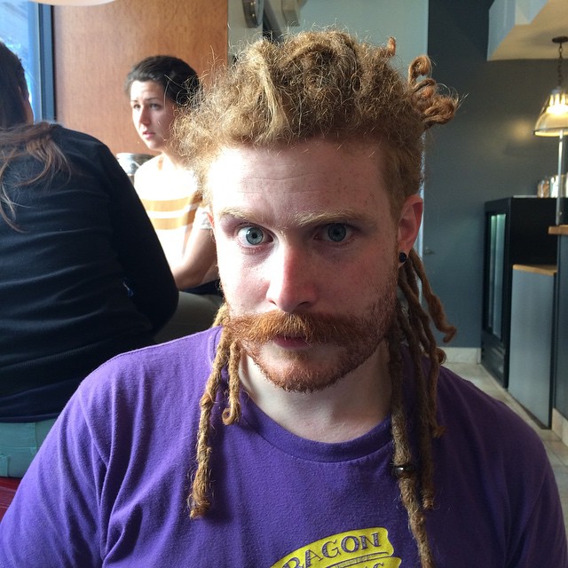 Showing off his nifty iPad app that makes giffy selfies for wedding photo booths