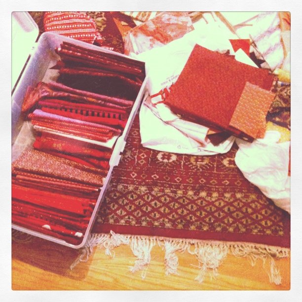 Sorting fabric in progress