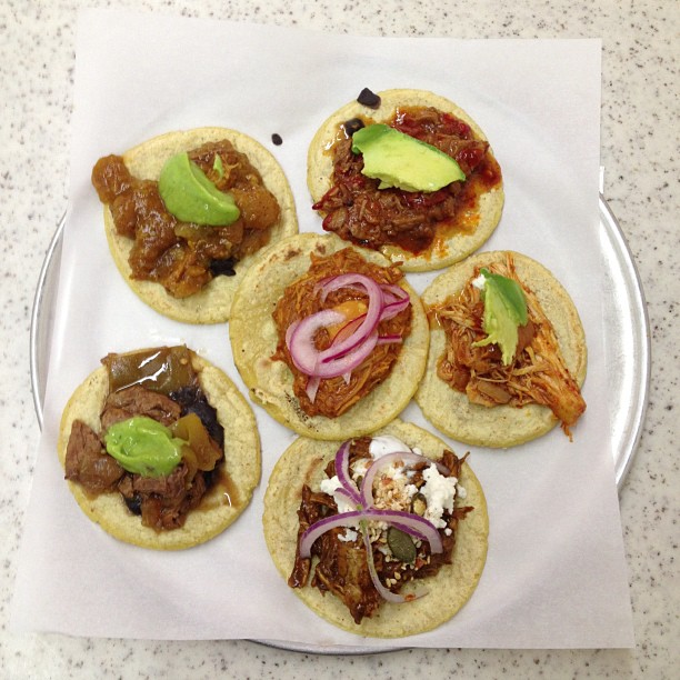 Taco sampler at the best taco place in Los Angeles. :D