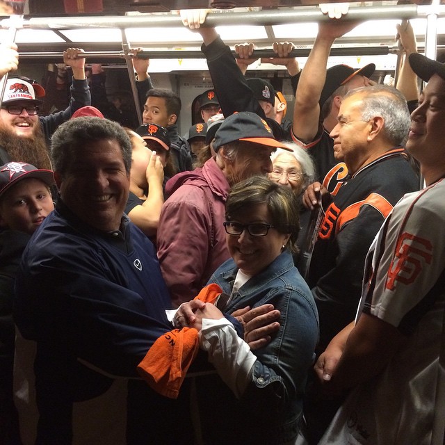 Train full of happy Giants fans. Sorry my STL peeps!  Great game tonight.