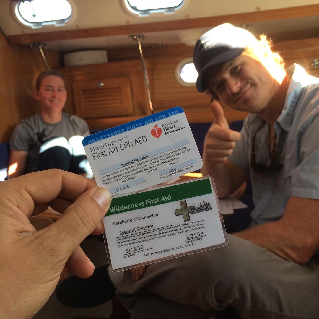 Wilderness First Aid, First Aid, CPR, AED certified!  Thanks John Taussig and Backcountry Medical Guides!