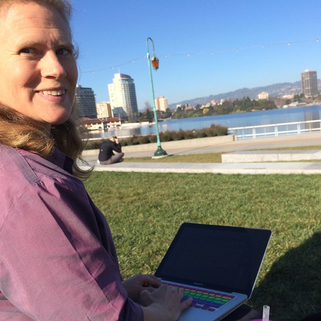 Working with Rachel on her new site in the Friday office next to the lake